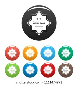Wedding label icon. Simple illustration of wedding label vector icons set color isolated on white