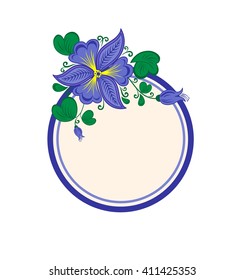 Wedding label with viola