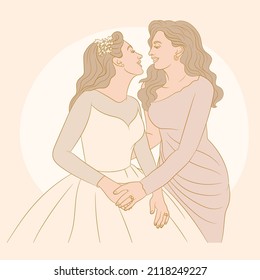 Wedding Lesbian Couple In Love Getting Married Concept Of Marriage Equality