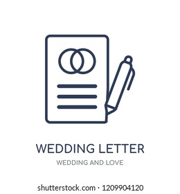 wedding Letter icon. wedding Letter linear symbol design from Wedding and love collection. Simple outline element vector illustration on white background.