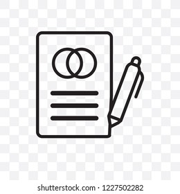 wedding Letter vector linear icon isolated on transparent background, wedding Letter transparency concept can be used for web and mobile