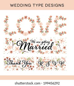 Wedding Lettering for Card Design in Vector