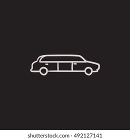 Wedding limousine vector sketch icon isolated on background. Hand drawn Wedding limousine icon. Wedding limousine sketch icon for infographic, website or app.