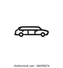 Wedding limousine vector sketch icon isolated on background. Hand drawn Wedding limousine icon. Wedding limousine sketch icon for infographic, website or app.