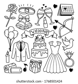 Wedding line doodle illustration isolated background