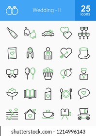 Wedding Line Green & Black Icons