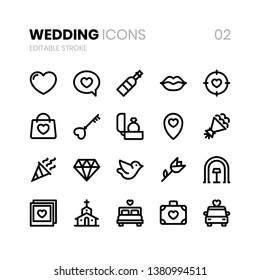 Wedding Line Icons with editable stroke for web and apps