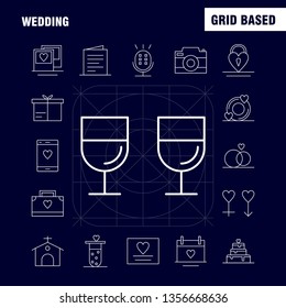 Wedding Line Icons Set For Infographics, Mobile UX/UI Kit And Print Design. Include: Bag, Hand Bag, Love, Mobile, Cell, Love, Mic, Icon Set - Vector
