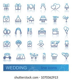 Wedding line icons set. Modern graphic design concepts, simple outline elements collection. Vector line icons