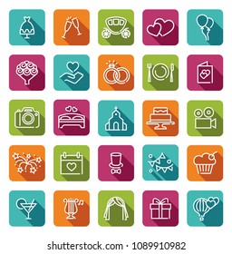 Wedding line icons set. Modern graphic design concepts, simple outline elements collection. Vector line icons