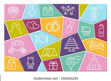 Wedding line icons set. Vector illustration with editable stroke