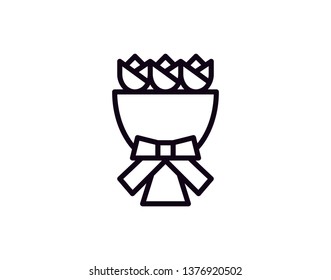 Wedding Line Outlined Icon Vector Bouquete - Vector 
