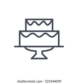 Wedding Line Outlined Icon Vector Cake