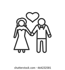 wedding linear icon. Man and woman marry. Thin line design