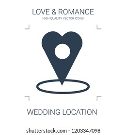 wedding location icon. high quality filled wedding location icon on white background. from love romance collection flat trendy vector wedding location symbol. use for web and mobile