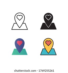 ilustración vectorial de icono de ubicación de boda con diseño de estilo diferente. aislado en fondo blanco