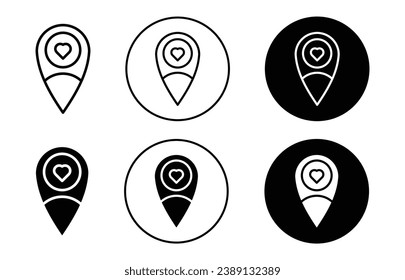 Conjunto de ilustraciones del icono del vector de ubicación de bodas