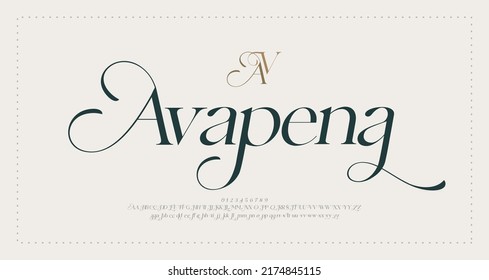 Wedding logo alphabet font and number. Typography luxury classic lettering serif fonts decorative logos vintage retro concept. vector illustration