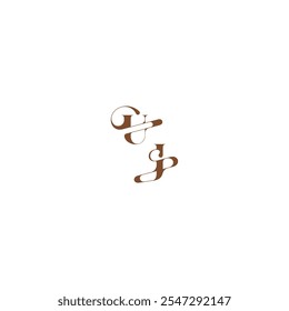wedding logo concept UJ bold and hairline initial letter elegant curve monogram