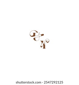 wedding logo concept UY bold and hairline initial letter elegant curve monogram