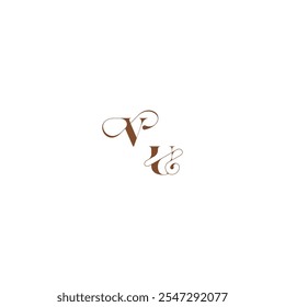 concepto de logotipo de boda VU negrita y línea de cabello letra inicial elegante curva monograma