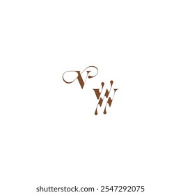 Concepto de logotipo de boda VW negrita y línea de cabello letra inicial elegante curva monograma