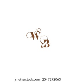 logotipo de casamento conceito WB negrito e linha de cabelo letra inicial elegante curva monograma