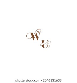 wedding logo concept WU bold and hairline initial letter elegant curve monogram