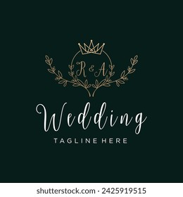 Wedding logo design creative concept with decoration unique style Premium Vector Part 8