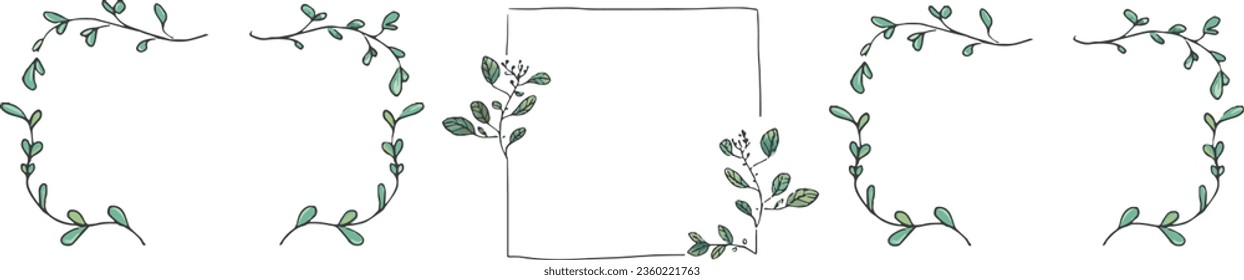 wedding logo design, minimalist floral empty frame, flower frame design vector. floral frames. minimalist floral frame vector. calligraphy blossoms or leaves design. colourful leaves frames. frames.