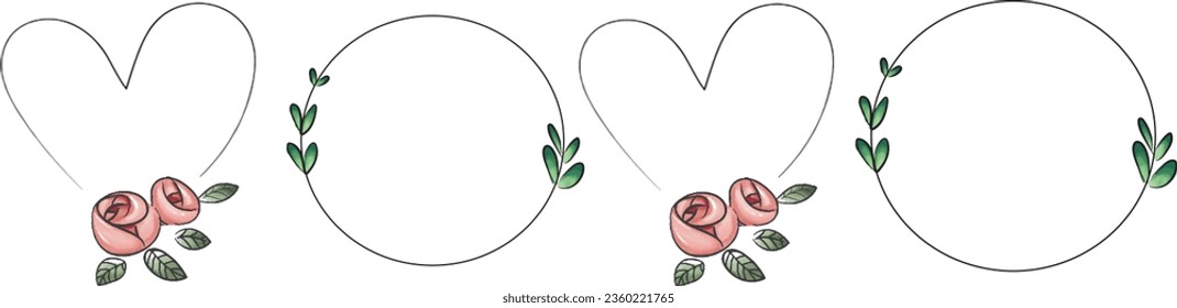 wedding logo design, minimalist floral empty frame, flower frame design vector. floral frames. minimalist floral frame vector. calligraphy blossoms or leaves design. colourful leaves frames. frames.