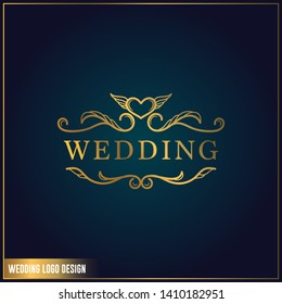 Wedding logo design template. Feminine elegant wedding logo design ornament