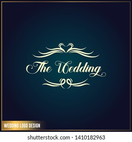Wedding logo design template. Feminine elegant wedding logo design ornament