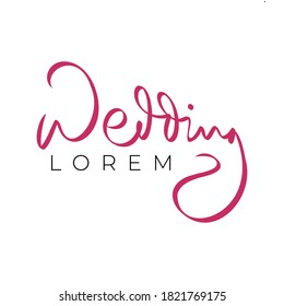 Wedding logo design template with hand lettering. Vector illustration