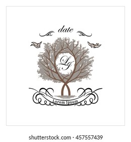 Wedding logo with the image of a tree.
