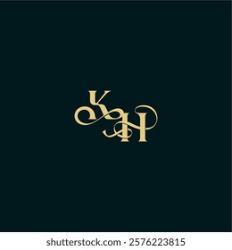 wedding logo initial bold concept design letter elegant and curvy style monogram KH