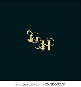 wedding logo initial bold concept design letter elegant and curvy style monogram GH