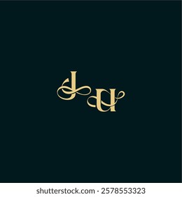wedding logo initial bold concept design letter elegant and curvy style monogram JU