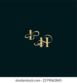 wedding logo initial bold concept design letter elegant and curvy style monogram IH