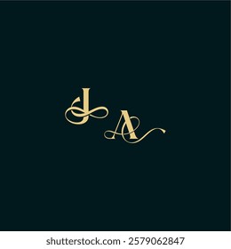 wedding logo initial bold concept design letter elegant and curvy style monogram JA