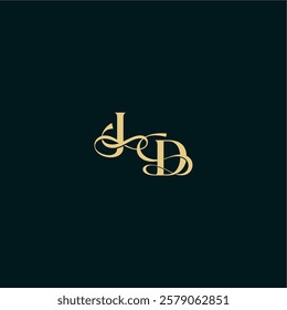 wedding logo initial bold concept design letter elegant and curvy style monogram JD