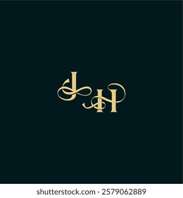 wedding logo initial bold concept design letter elegant and curvy style monogram JH