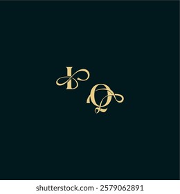 wedding logo initial bold concept design letter elegant and curvy style monogram IQ