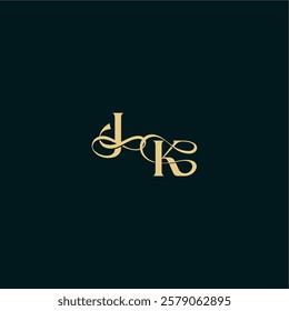 wedding logo initial bold concept design letter elegant and curvy style monogram JK