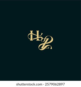 wedding logo initial bold concept design letter elegant and curvy style monogram HZ