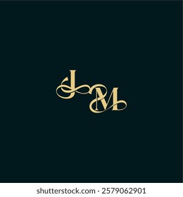 wedding logo initial bold concept design letter elegant and curvy style monogram JM