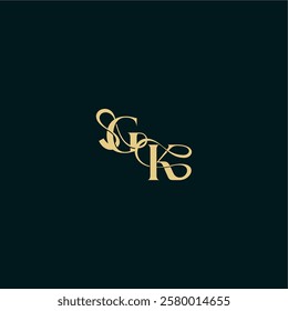 wedding logo initial bold concept design letter elegant and curvy style monogram GK