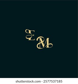 wedding logo initial EM elegant and curvy style monogram bold concept design letter