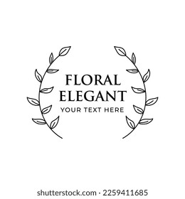 Wedding logo. Minimalistic floral frames. Text with branches and flowers. Elegant herbs or blossoms. Vector botanical outline borders. botanic badge