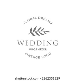 Logo de la boda. Marcos florales minimalistas. hierbas o flores elegantes. Botánica vectorial, placa botánica